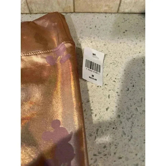 Nwt Disney Metallic Rose Gold Mickey Mouse Leggings Light Stretch Size Medium ds - Picture 3 of 4